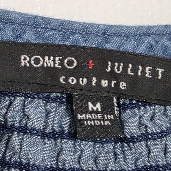 Romeo and Juliet Couture Blue Embroidered Boho Chambray Dress Medium - Picture 8 of 8